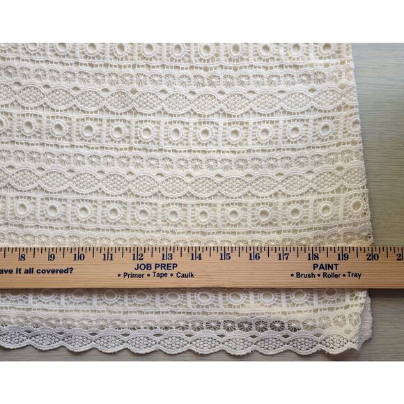 TOP/BLOUSE-COLDWATER CREEK-Cream-Lace Front-Short Sleeves-SIZE M (8-10) - Picture 7 of 10